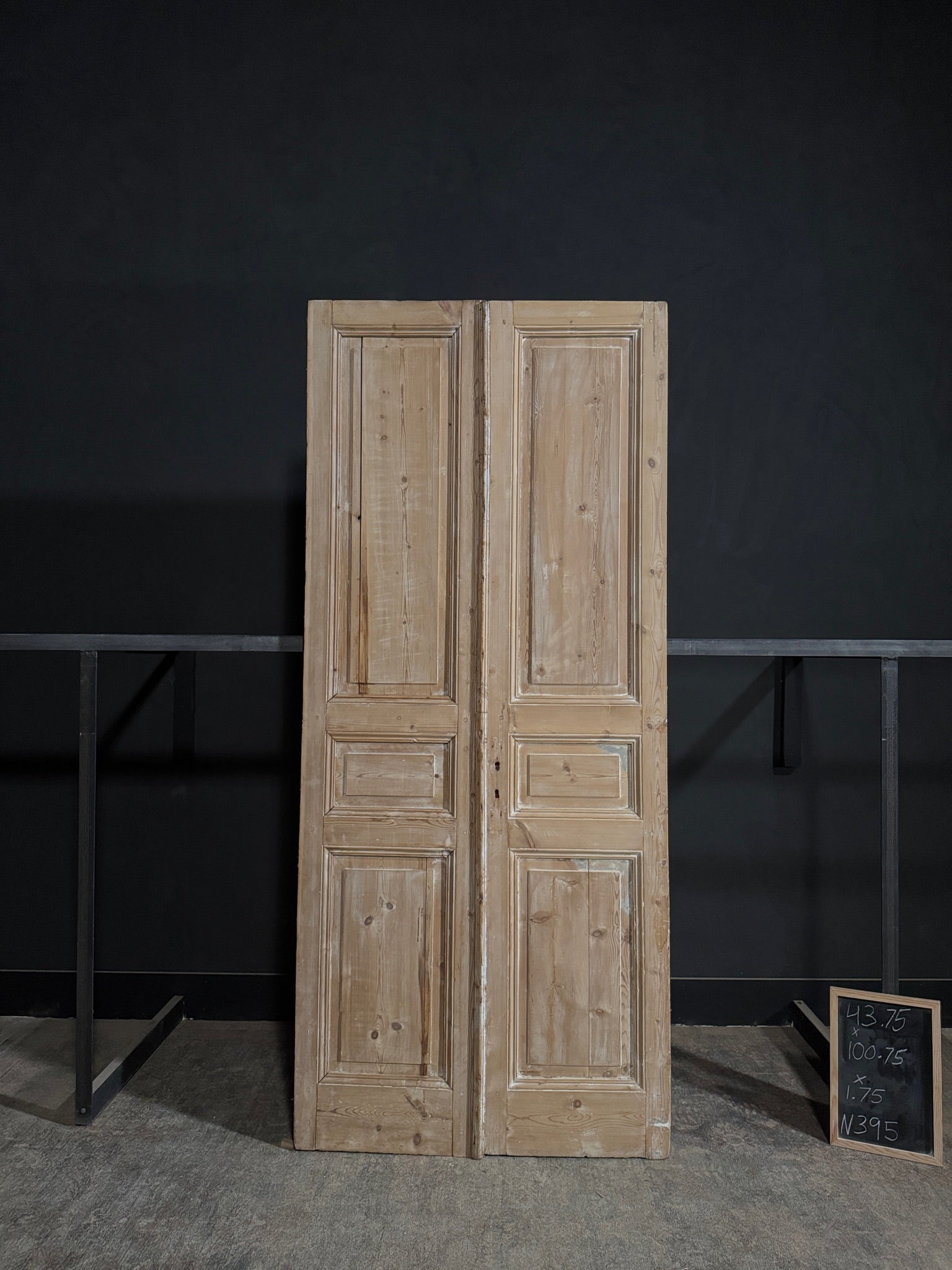 Antique 3 Panel Solid Double Doors - 43.75x100.75 - N395