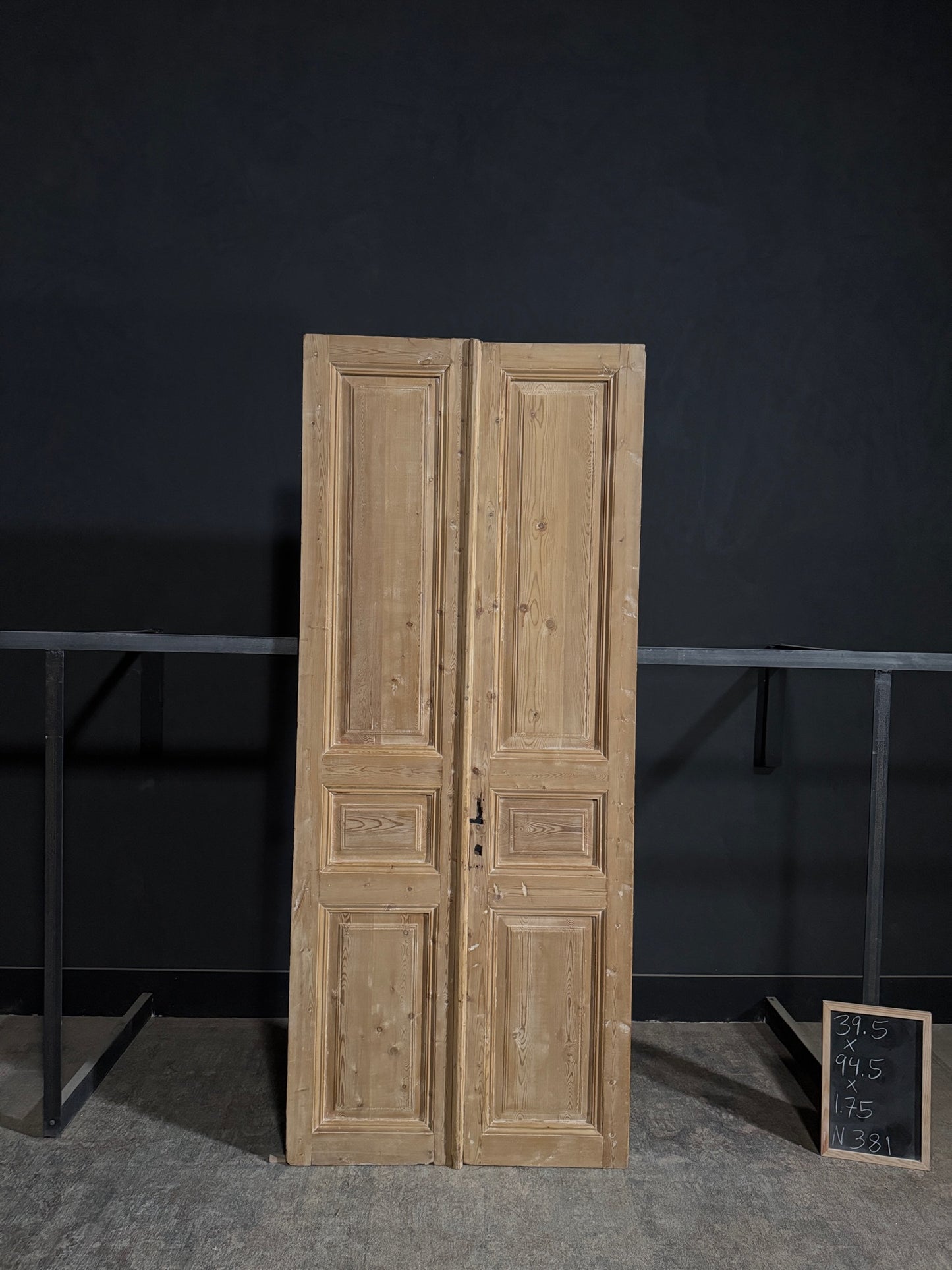 Antique 3 Panel Solid Double Doors - 39.5x94.5 - N381