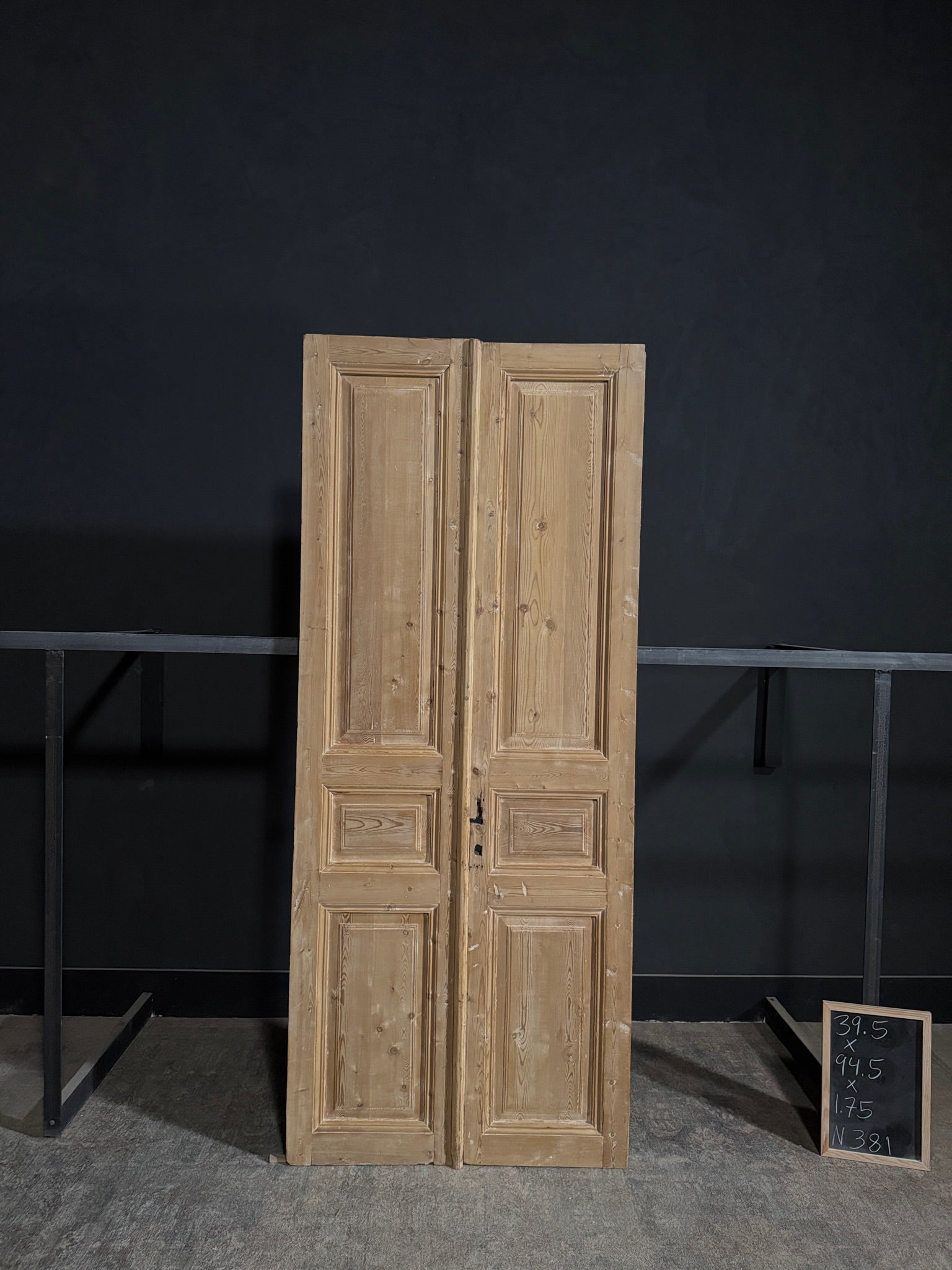 Antique 3 Panel Solid Double Doors - 39.5x94.5 - N381