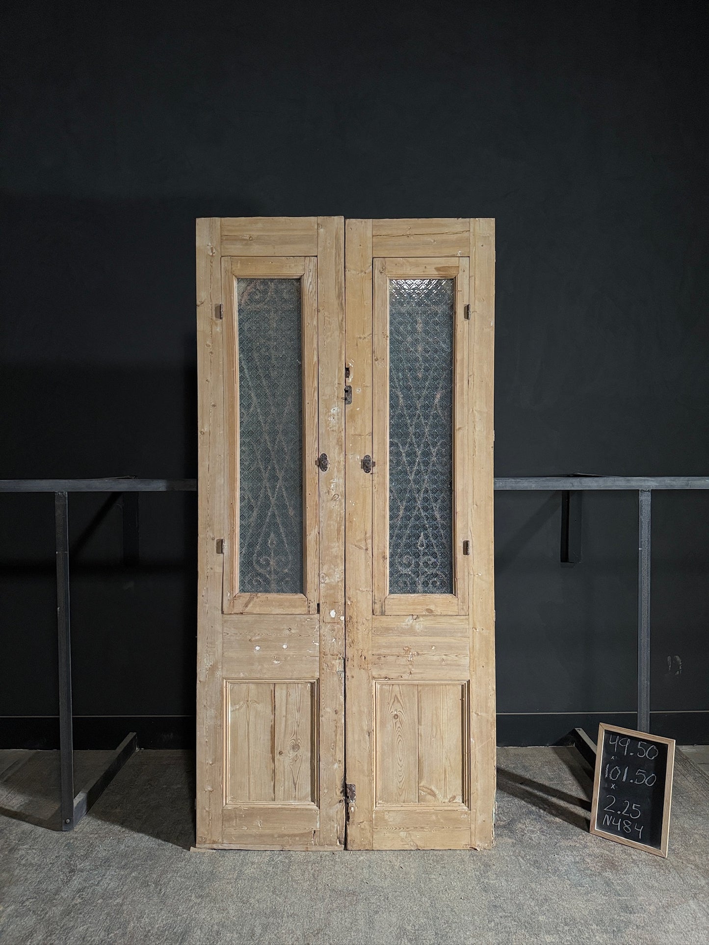 Antique Carved Iron French Doors - 49.5x101.5 - N484