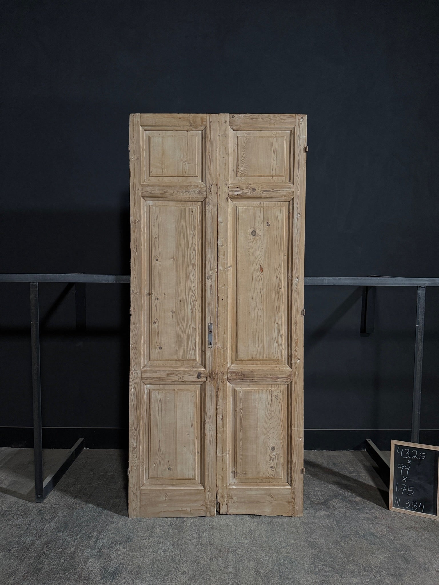 Antique 3 Panel Solid Double Doors - 43.25x99 - N384