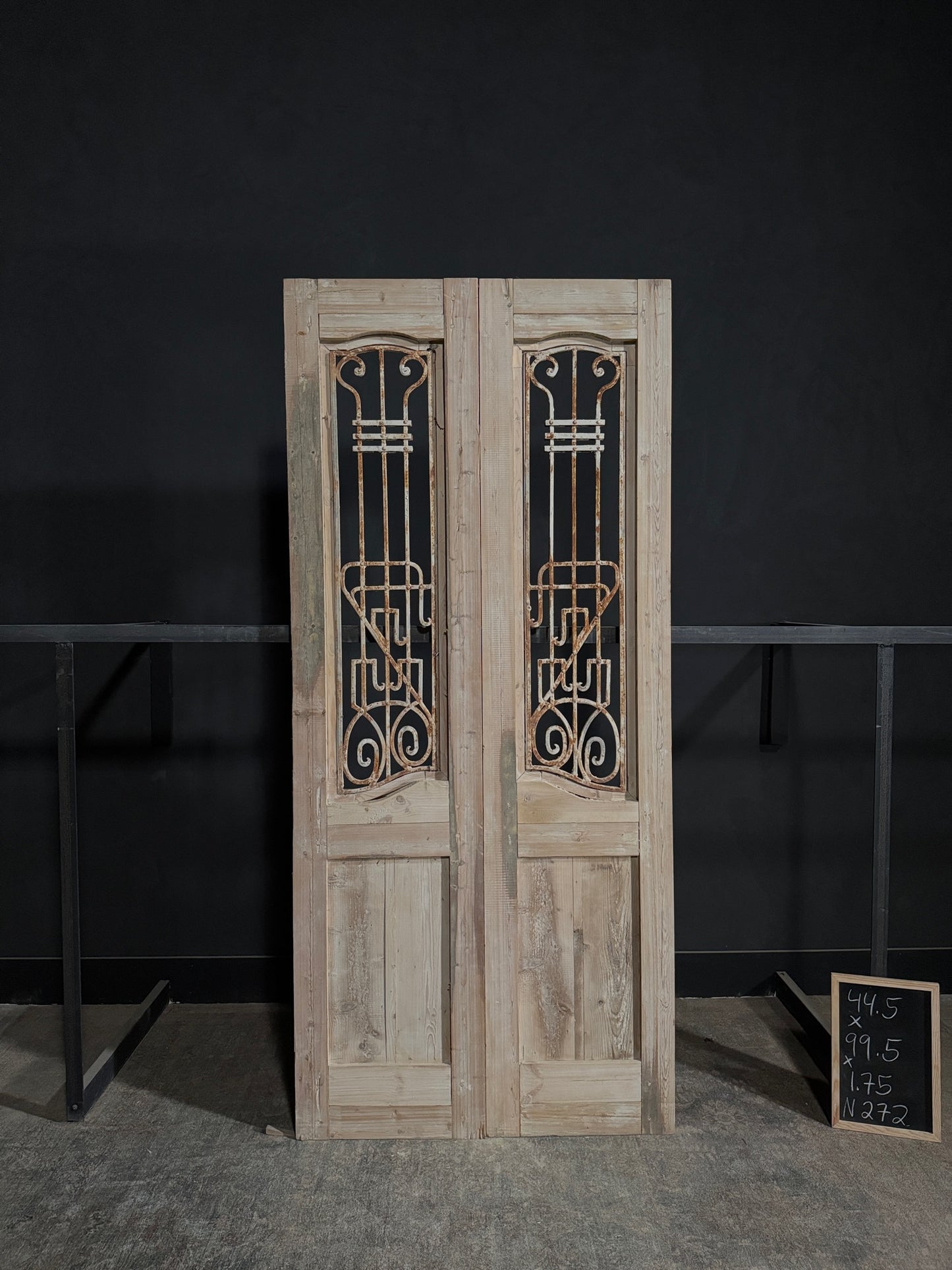 Antique Carved Iron French Doors - 44.5x99.5 - N272