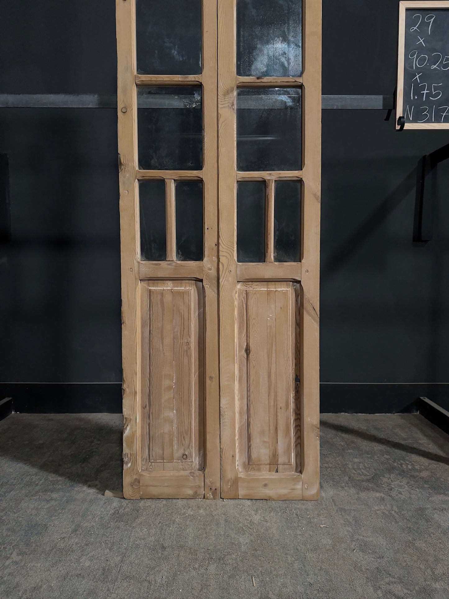 Antique Glass 5 Lite Arched French Doors - 29x90.25 - N317