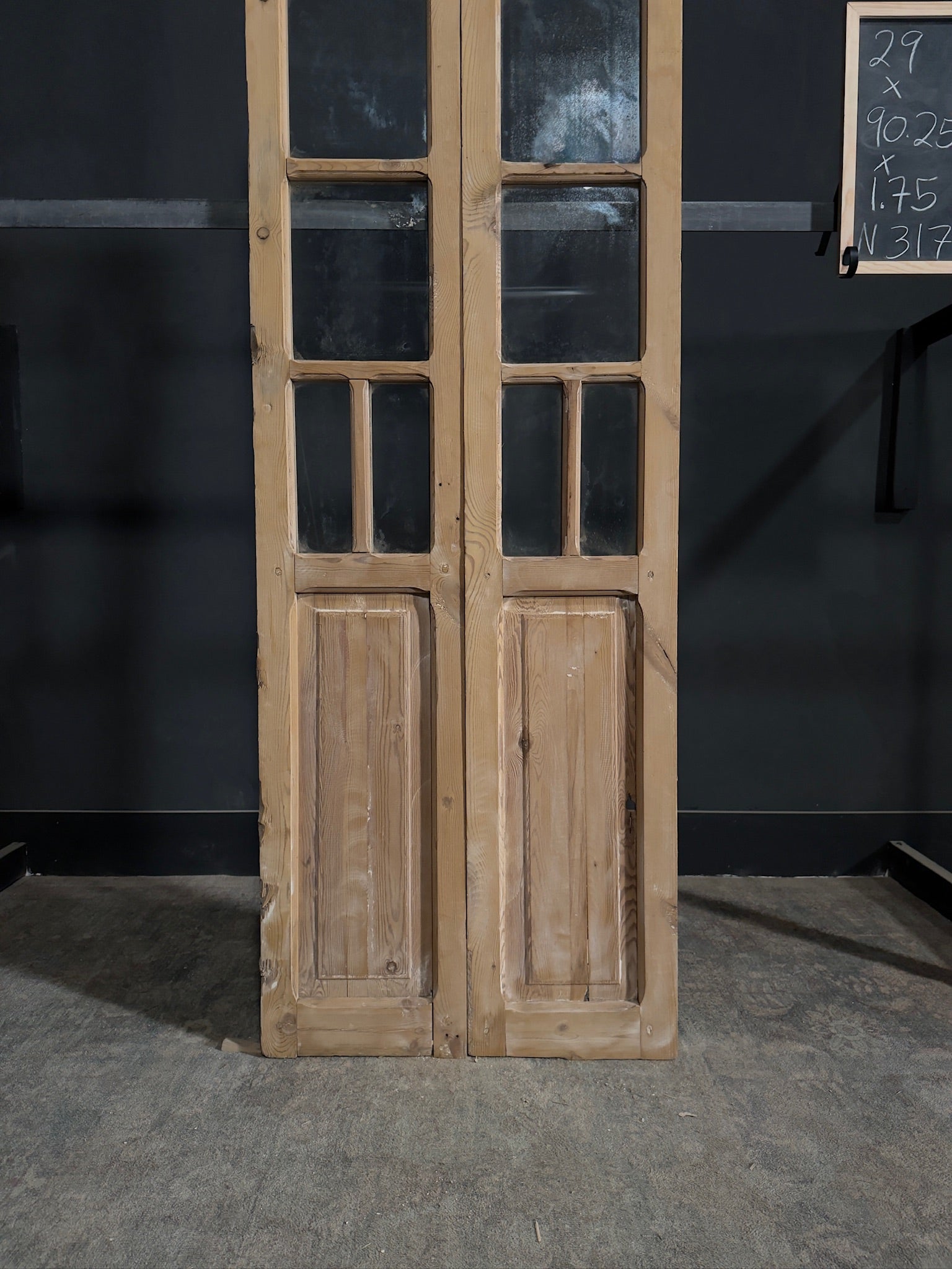 Antique Glass 5 Lite Arched French Doors - 29x90.25 - N317