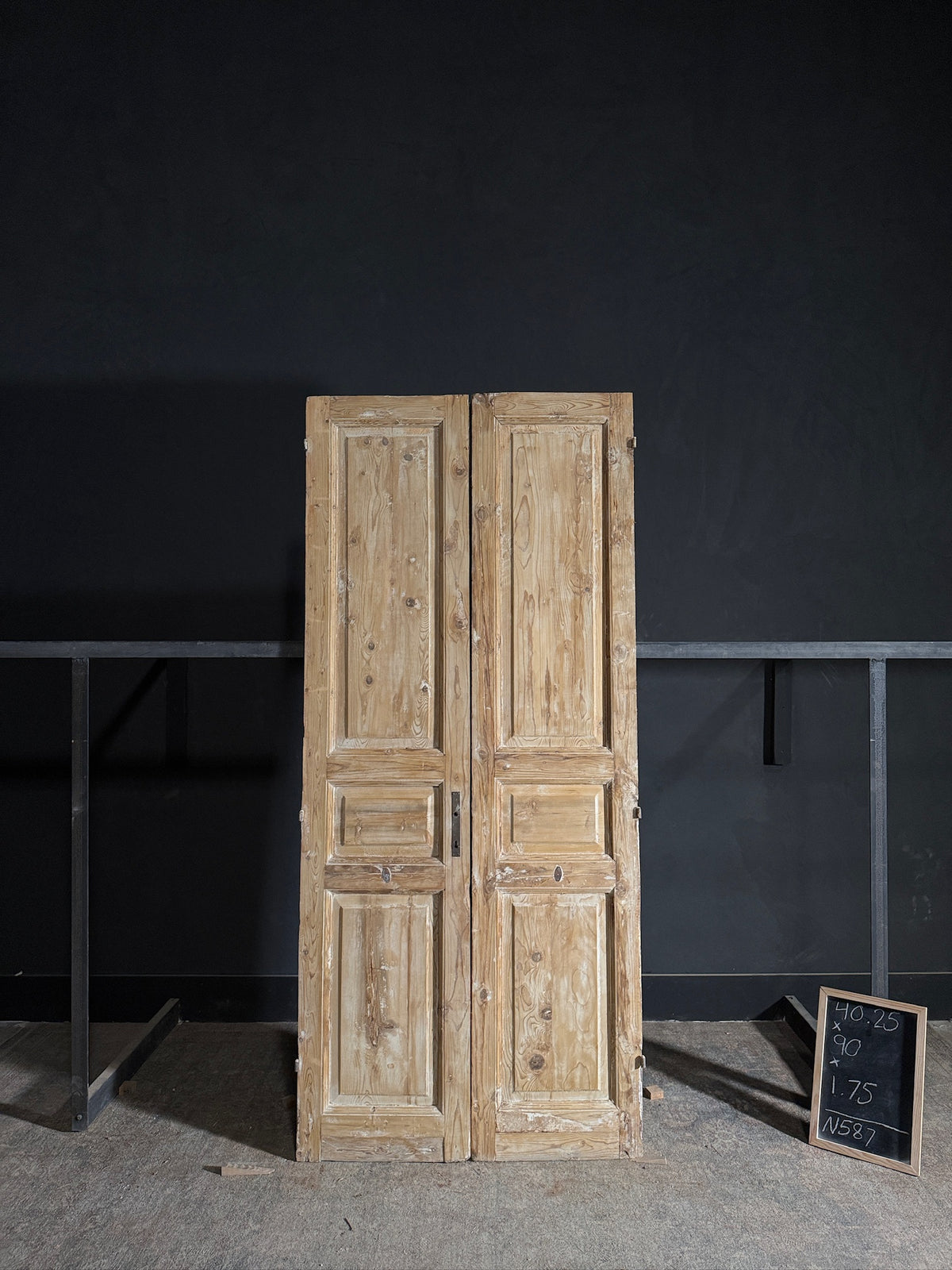 Antique 3 Panel Solid Double Doors - 40.25x90 - N587