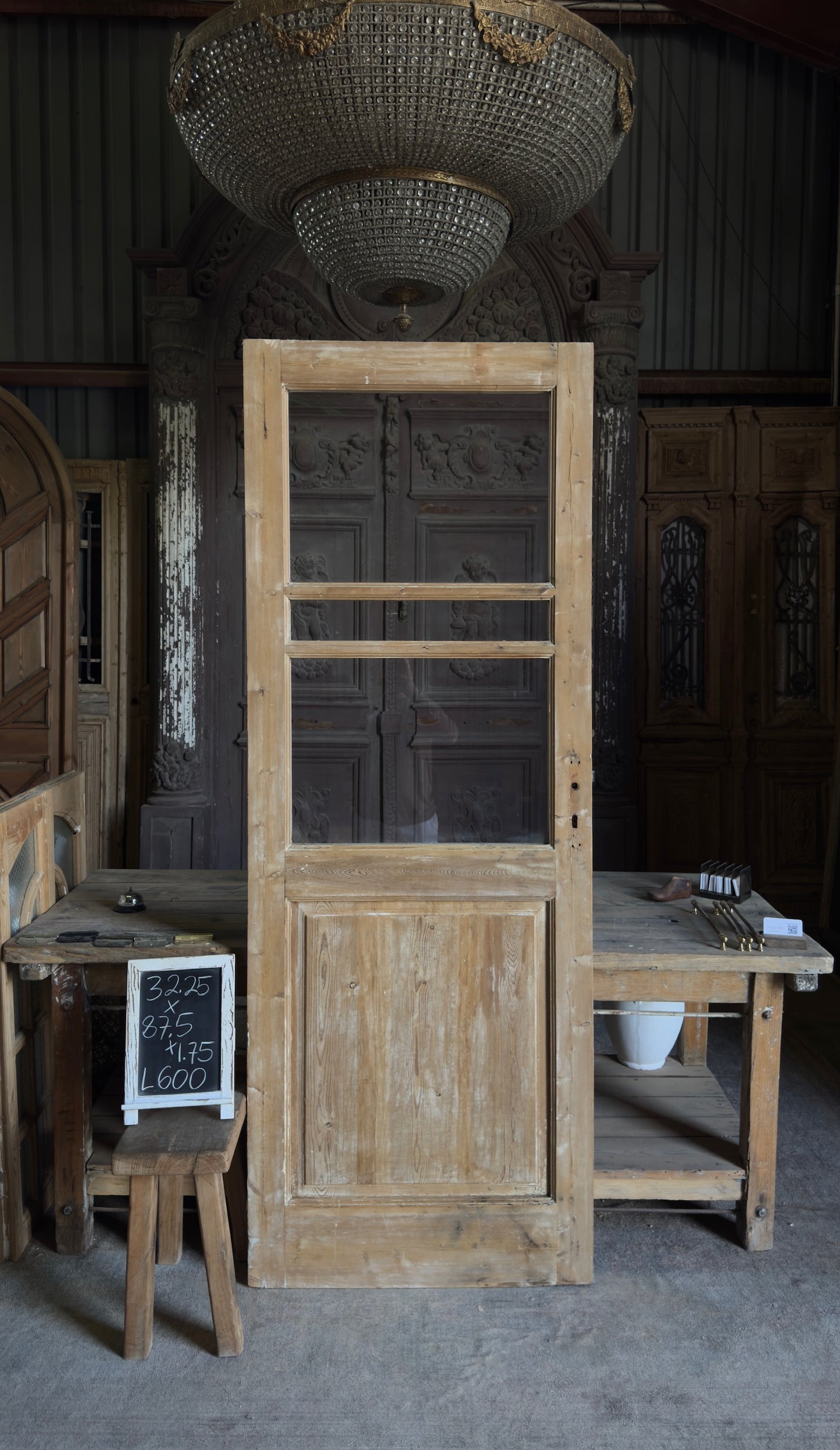 Antique Glass 3 Lite French Door - 87.5x32.25 - L600