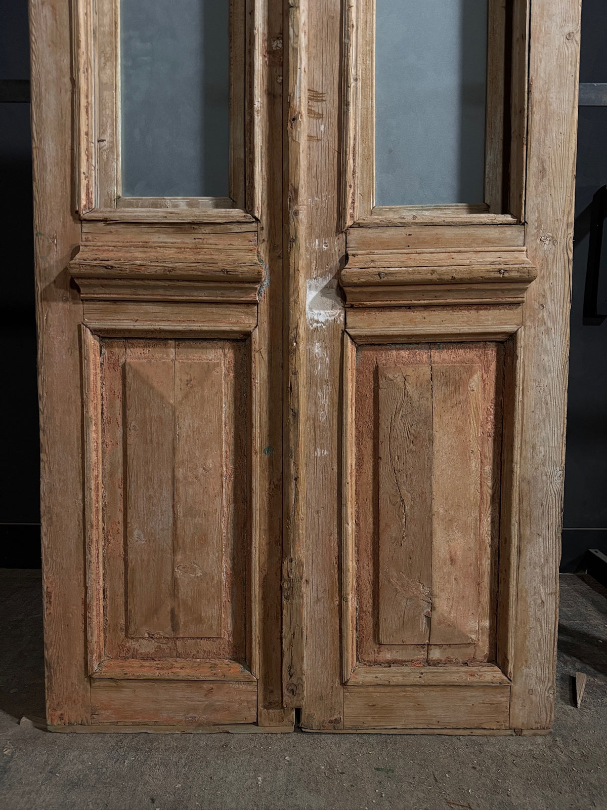 Antique Architectural Textured Glass Double Doors - 47x88.25 - N745