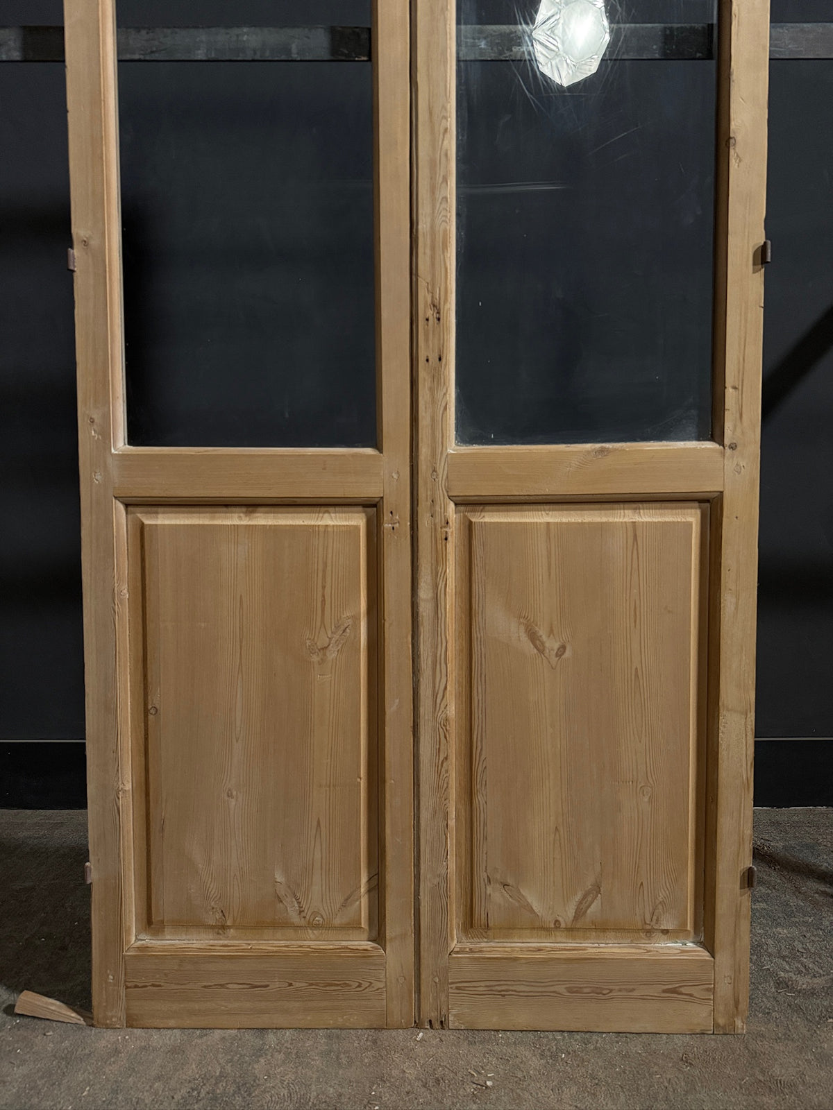 Antique Raised Panel Clear Glass French Doors - 39.5x87 - N773