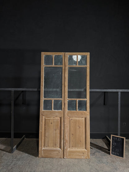 Antique Glass 5 Lite French Doors - 44.25x93 - N491