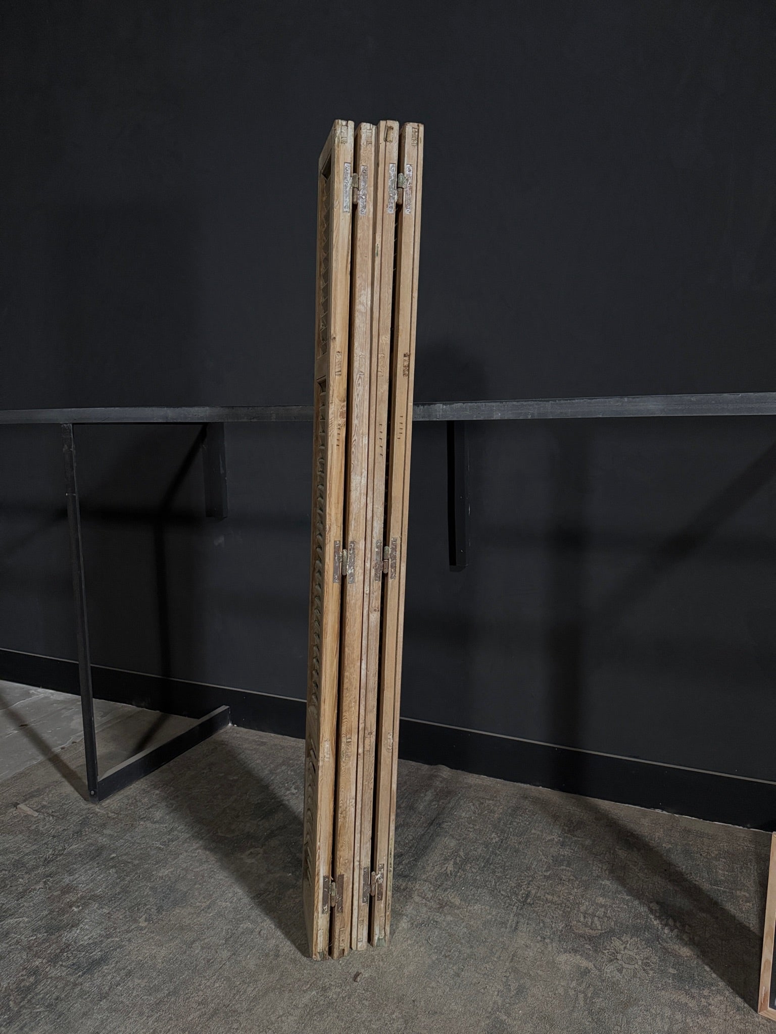 Antique Louvered 3 Panel Bi-Fold Doors - 44.25x85.5 - N302