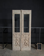 Antique Carved 1 Lite French Doors - 47.5x102.25 - N338