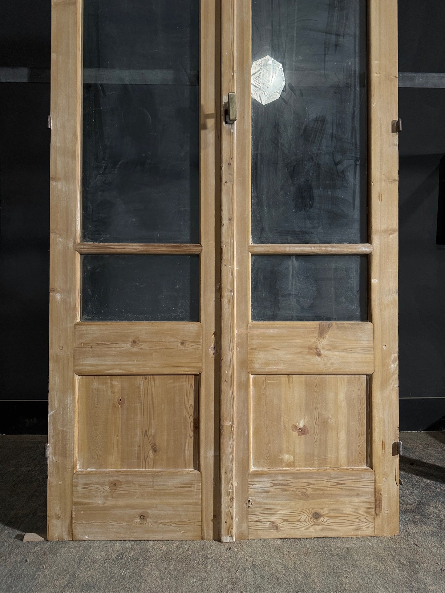 Antique Obscured Glass French Doors - 43.75x100.25 - N490