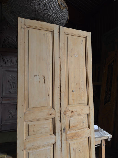 3 Panel Antique Solid French Doors - 44x97.25 J432