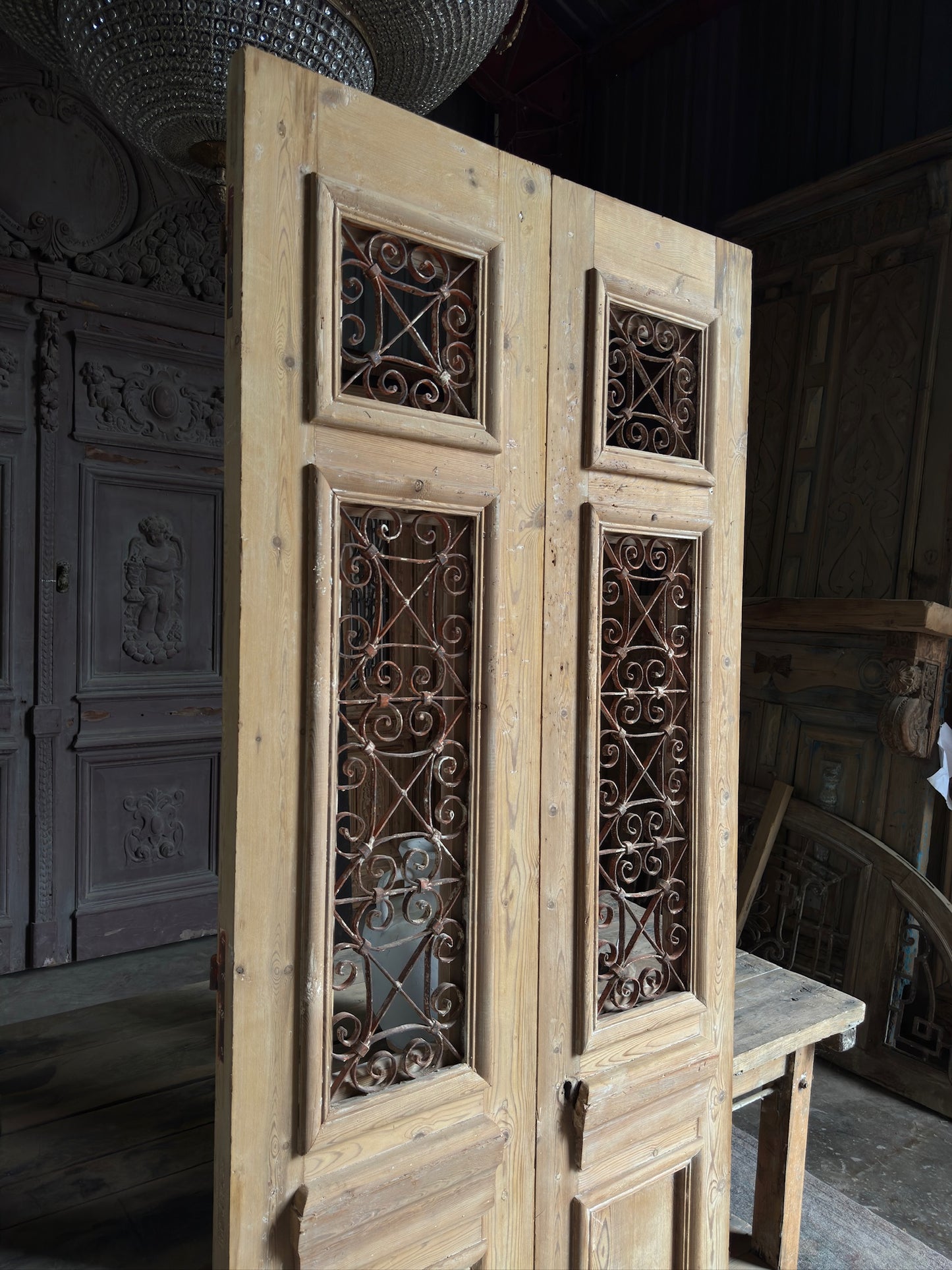 Stately Antique Iron French Doors - 36.5x88 K131
