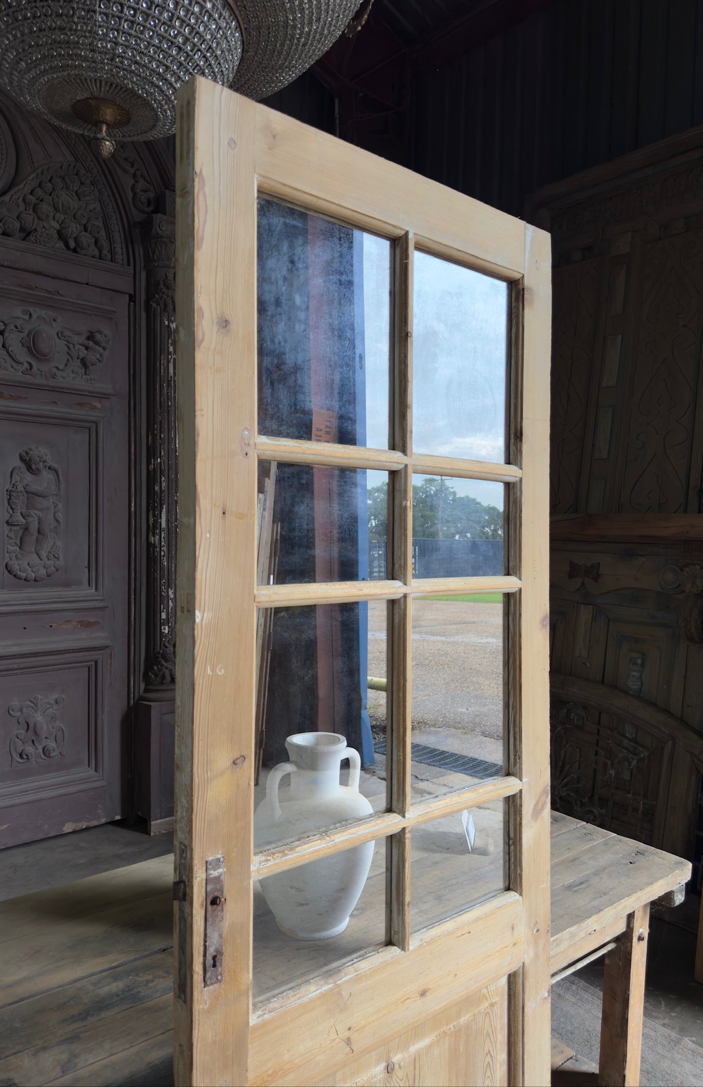 19th Century Antique Glass Single Door - 29x84.25 K125