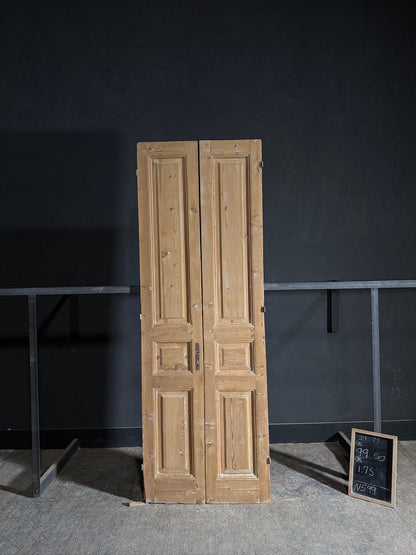 Antique 3 Panel Solid Double Doors - 34.75x99.5 - N599
