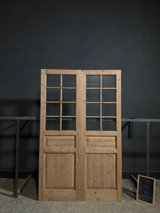 Handcrafted 8 Lite Glass French Doors - 60x96 N803