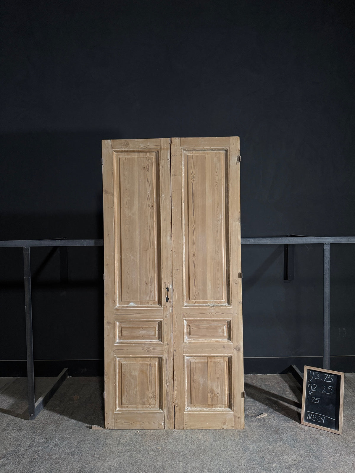 Antique 3 Panel Solid Double Doors - 43.75x92.25 - N524