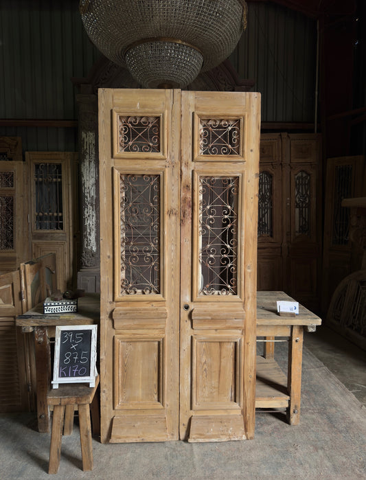 Stately Antique Iron French Doors - 39.5x87.5 K170