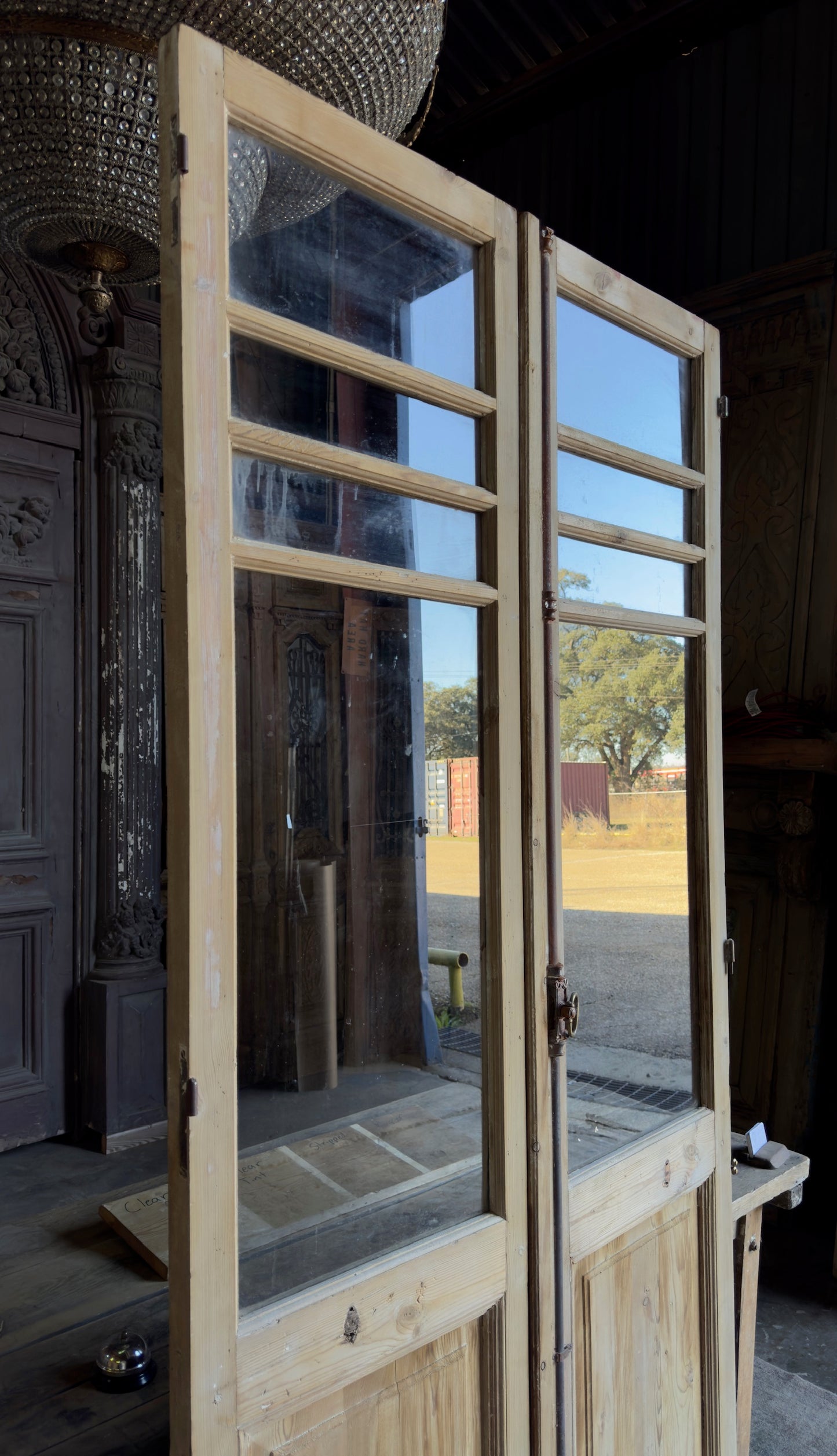 8 Lite European Antique Glass French Doors - 44.25x94 - L234