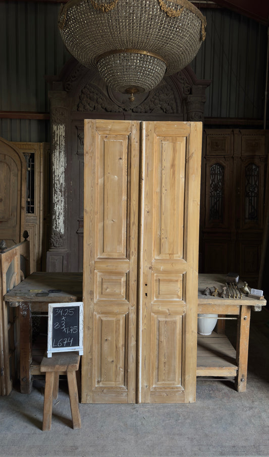 Antique 6 Panel Double Doors - 31.75x83 - L674
