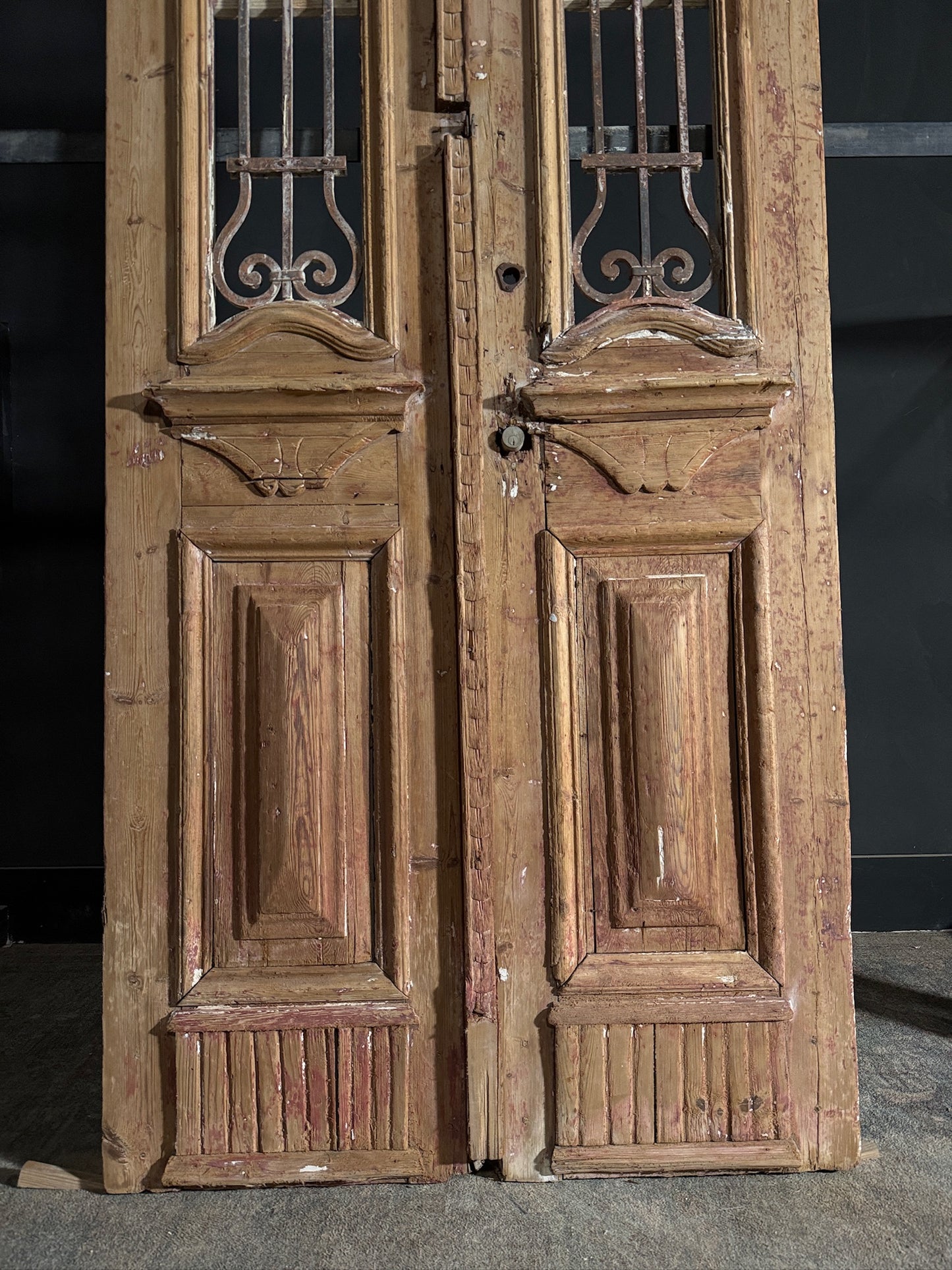 Antique Carved Iron French Doors - 41x99 - N598
