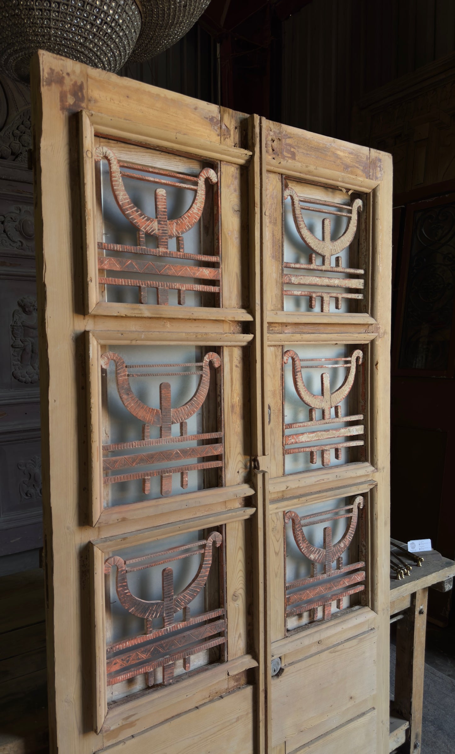 Antique Iron Motif French Doors - 40.5x83.5 - L298