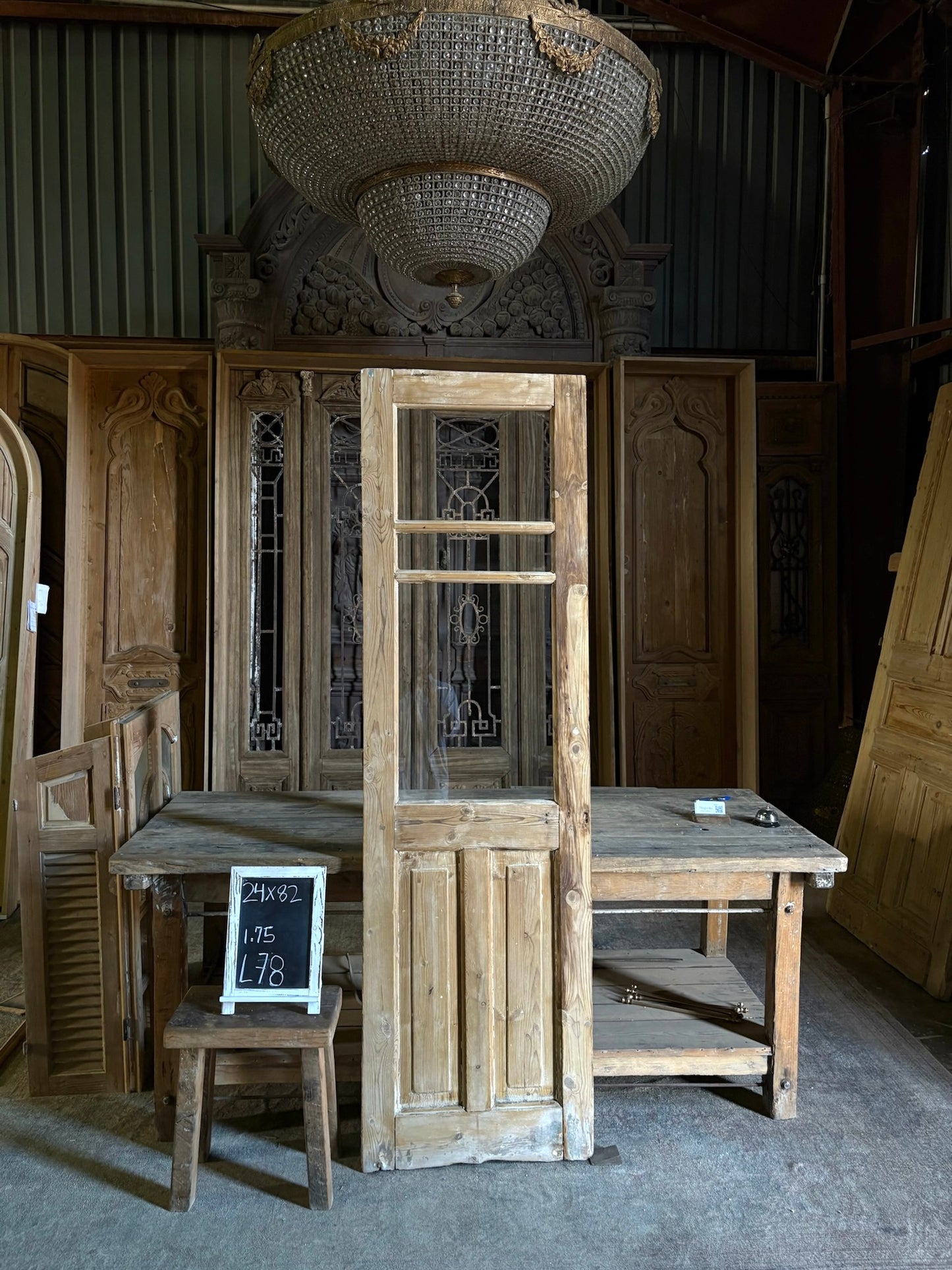 19th Century Antique Glass Door - 24x82 - L78