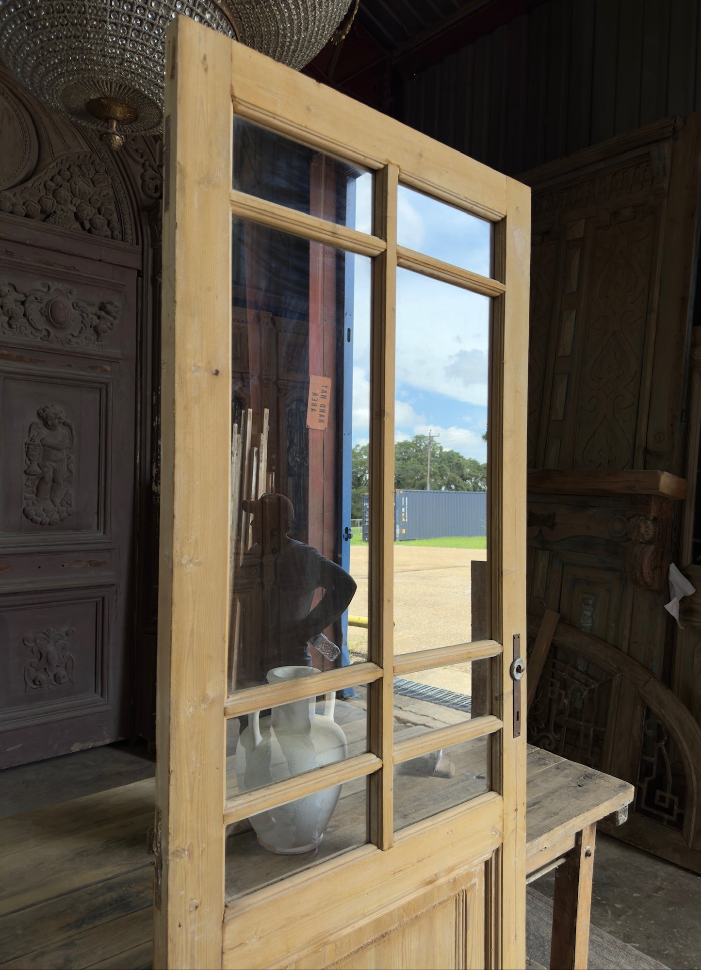 Antique Glass European Panel Door - 32.5x88.25 K157