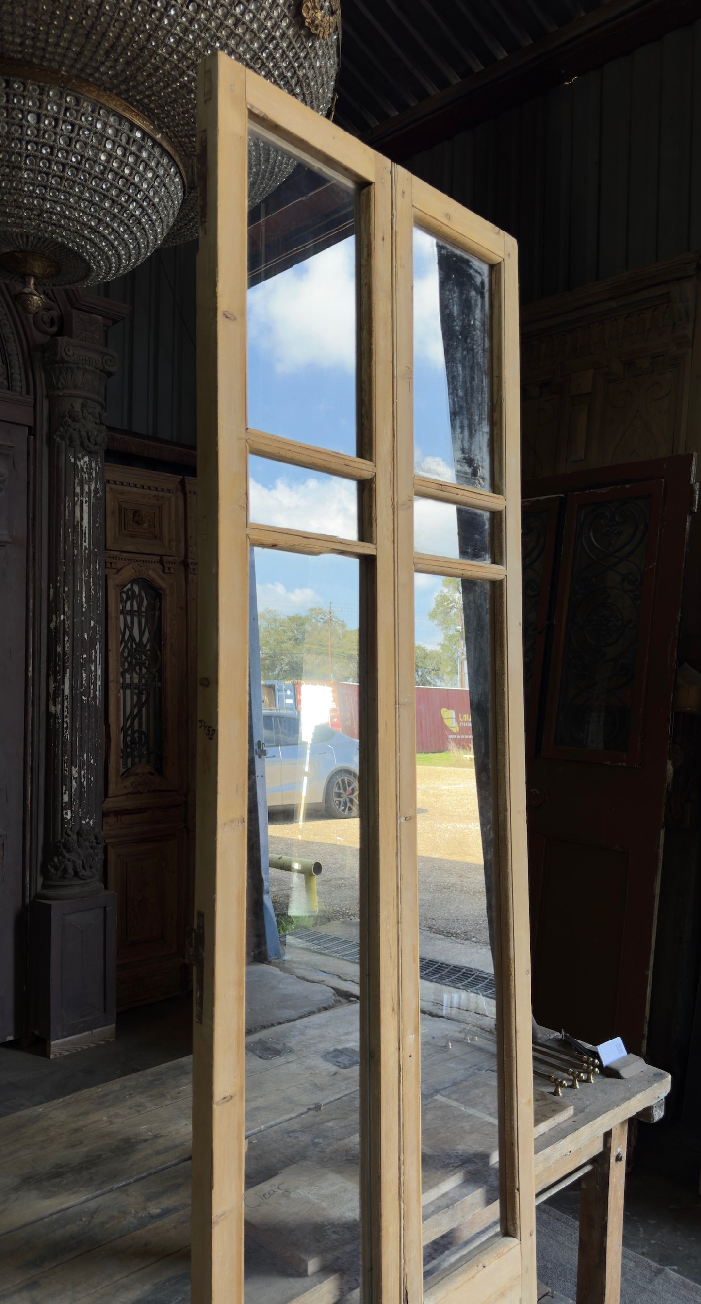 Narrow Glass Antique French Doors - 28.25x99 - J458