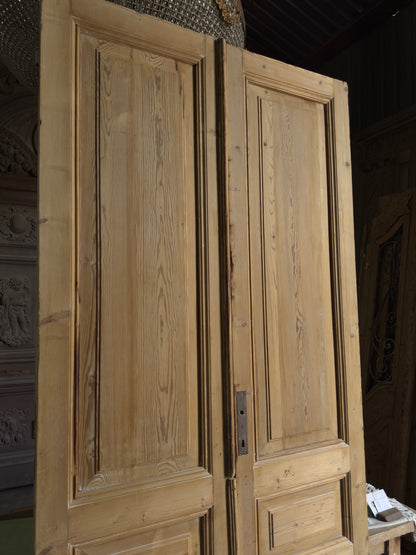 3 Panel Antique Solid French Doors - 45.25x101 J377
