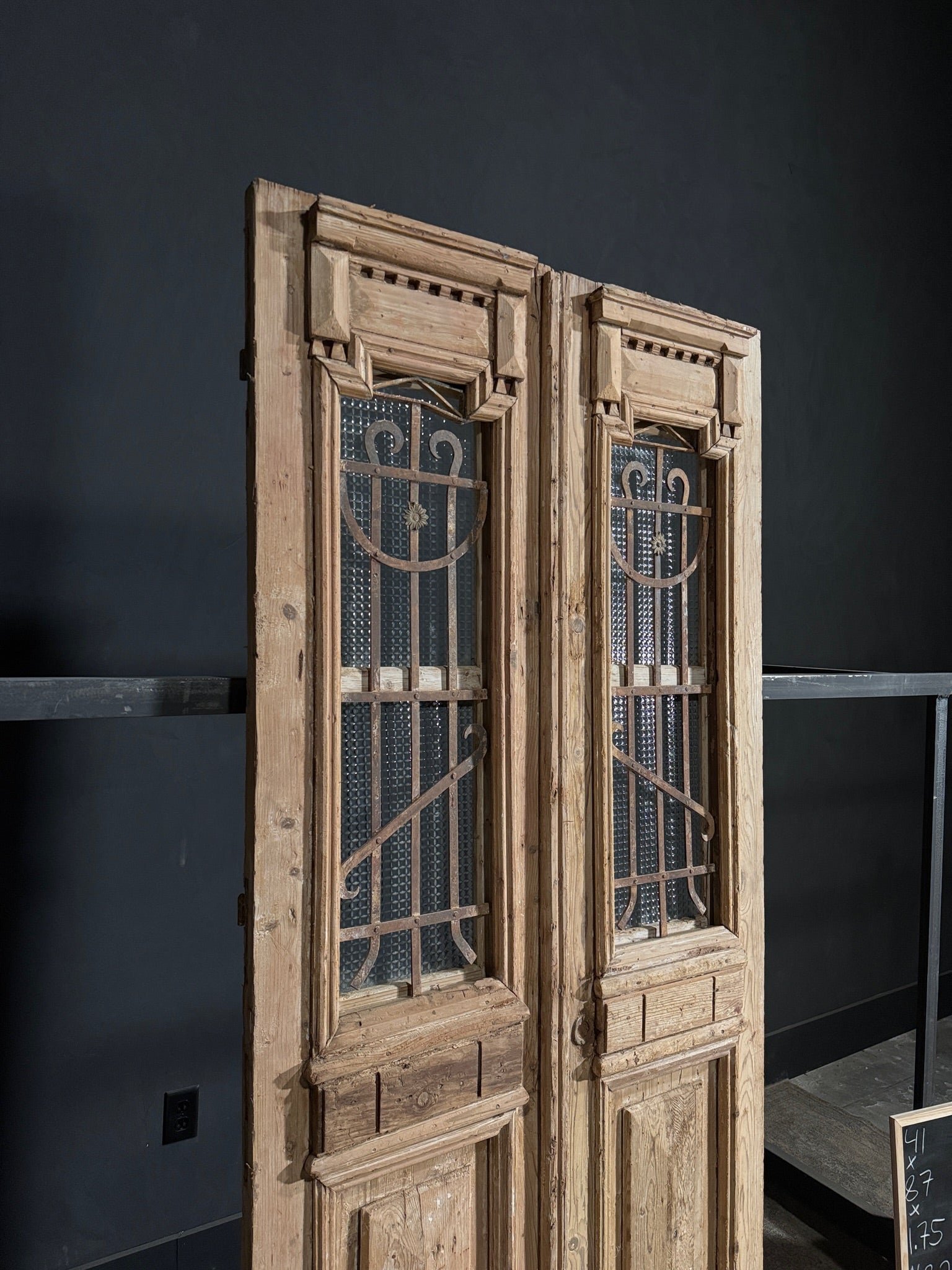 Antique Carved Iron French Doors - 41x87 - N82