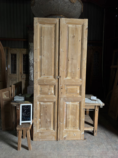 3 Panel Antique Solid French Doors - 42.25x98.5 J444