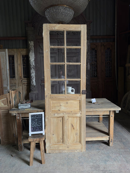 19th Century Antique Glass Single Door - 28.25x88.5 K120