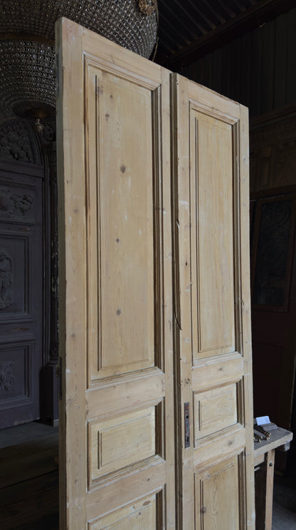 3 Panel Antique Solid French Doors - 40x98 - L328