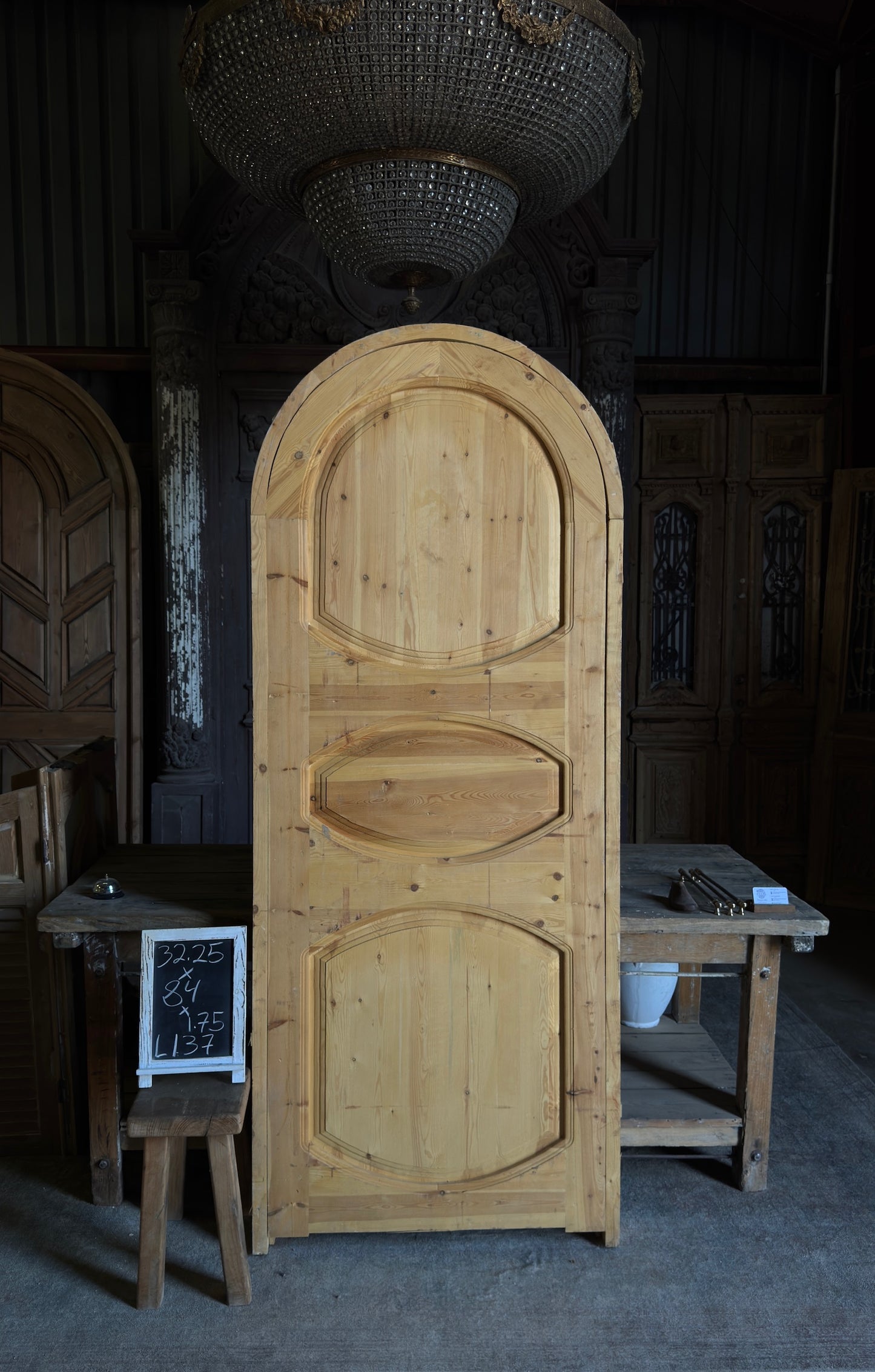 Handcrafted Carved Arched Single Door - 32x84 - L137