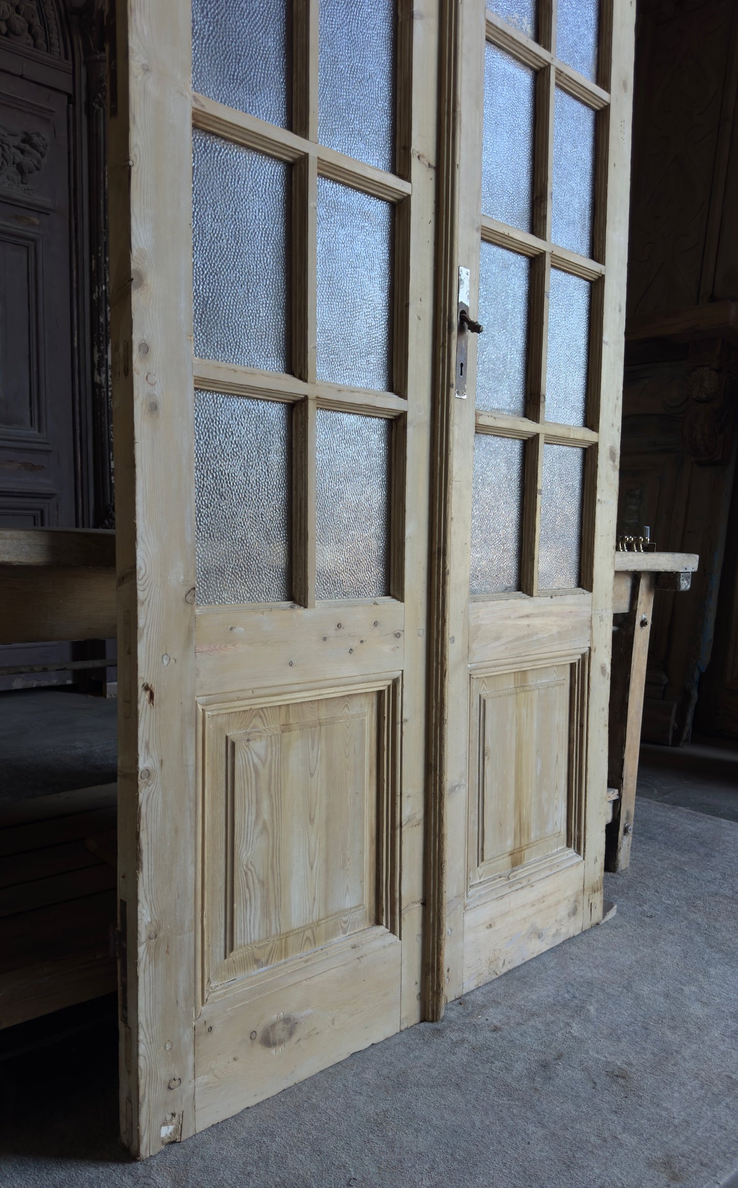 12 Lite Glass Antique French Doors - 44x104 - L118