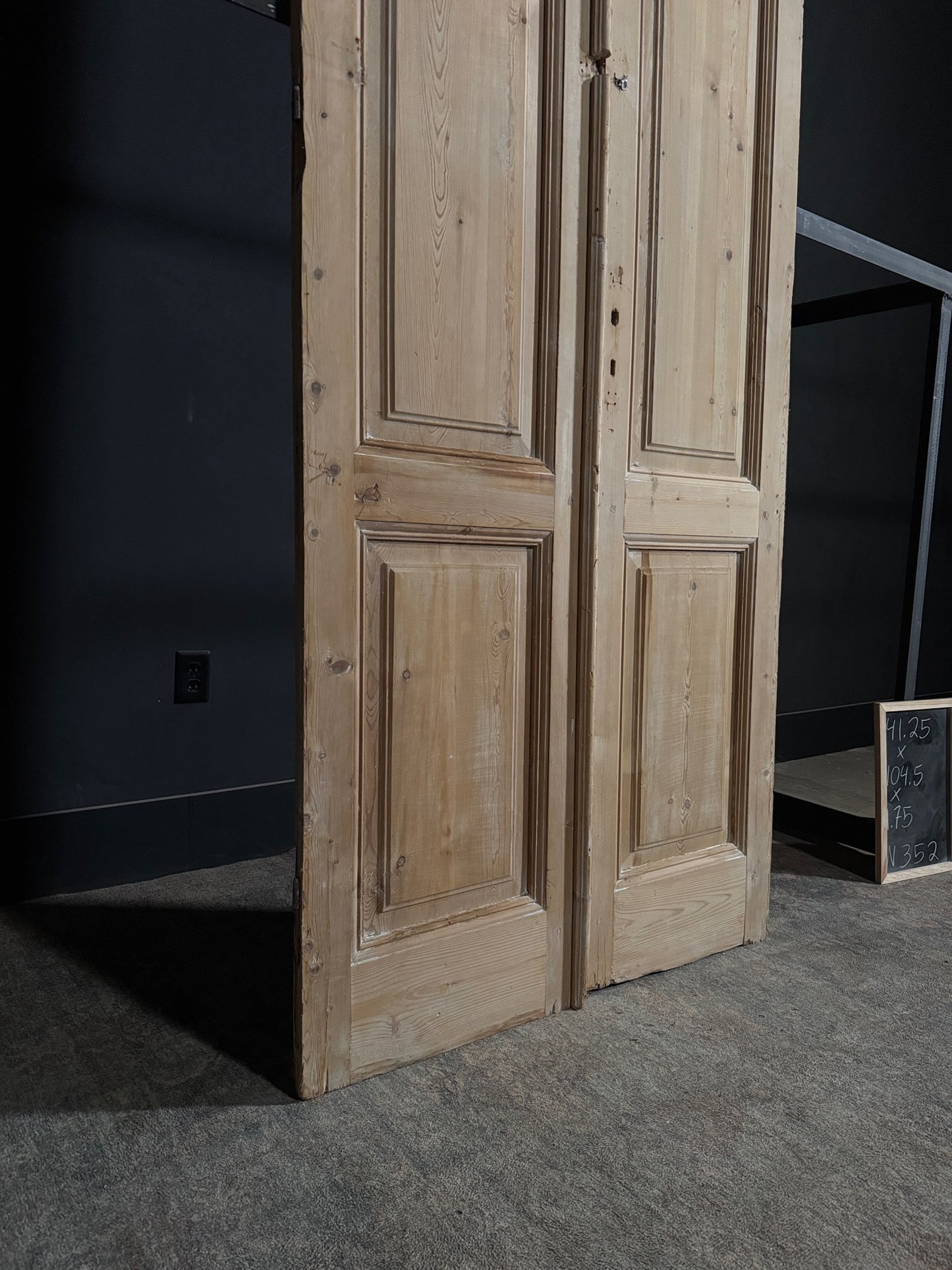 Antique 3 Panel Solid Double Doors - 41.25x104.5 - N352