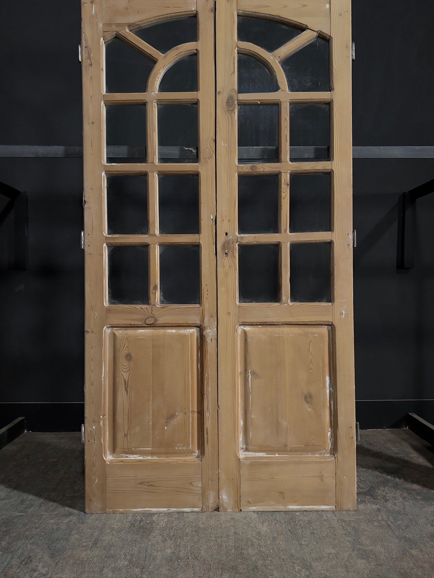 Antique Glass 7 Lite Arched French Doors - 43.5x85 - N289