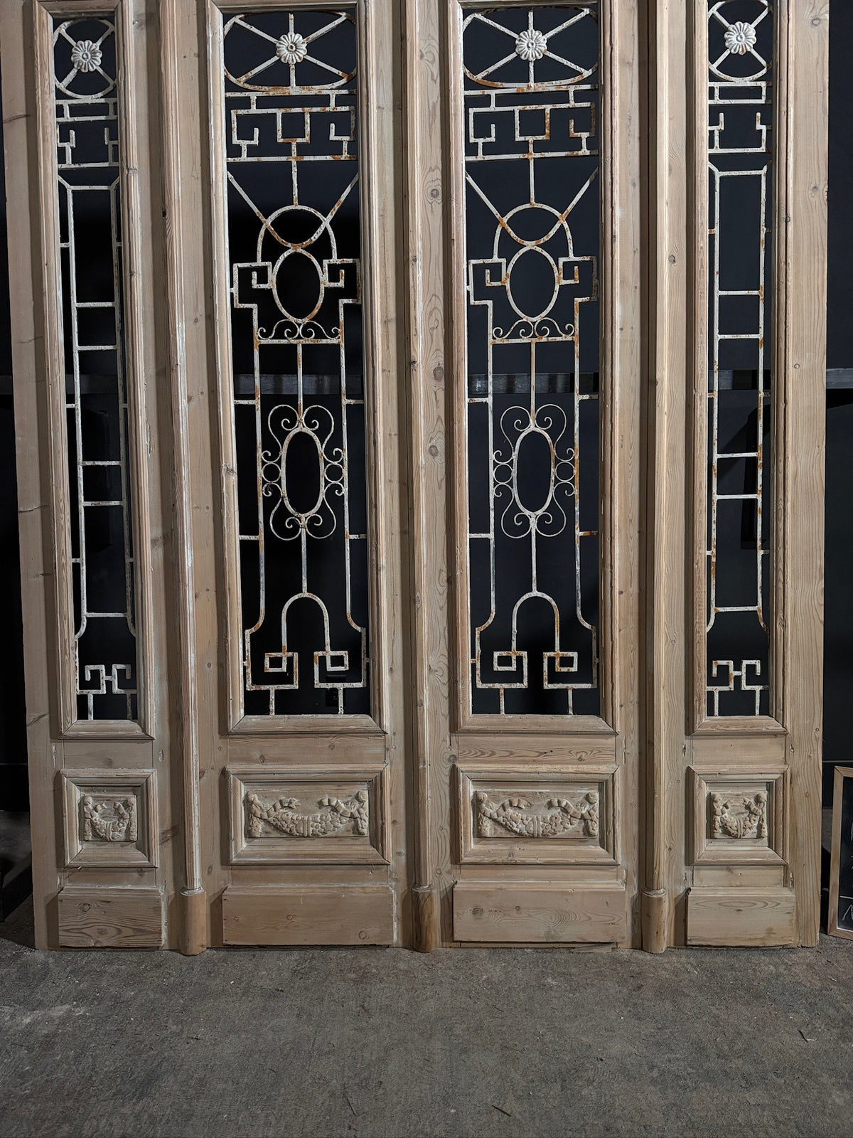 Antique Carved Iron French Doors - 82.25x104.5 - N709