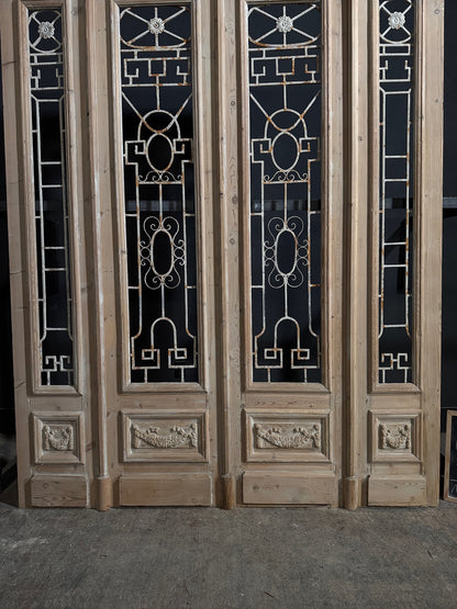 Antique Carved Iron French Doors - 82.25x104.5 - N709