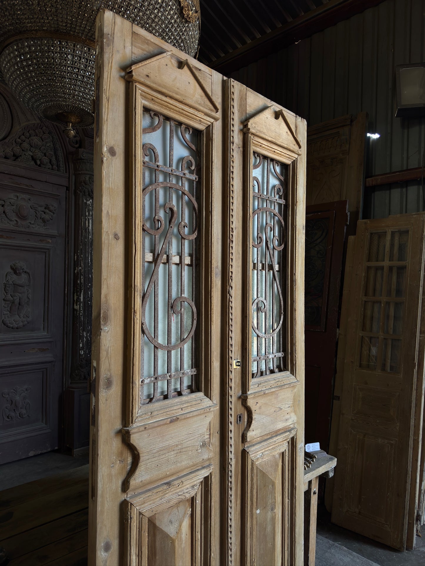 19th Century Antique Iron French Doors - 43x98.5 - L292