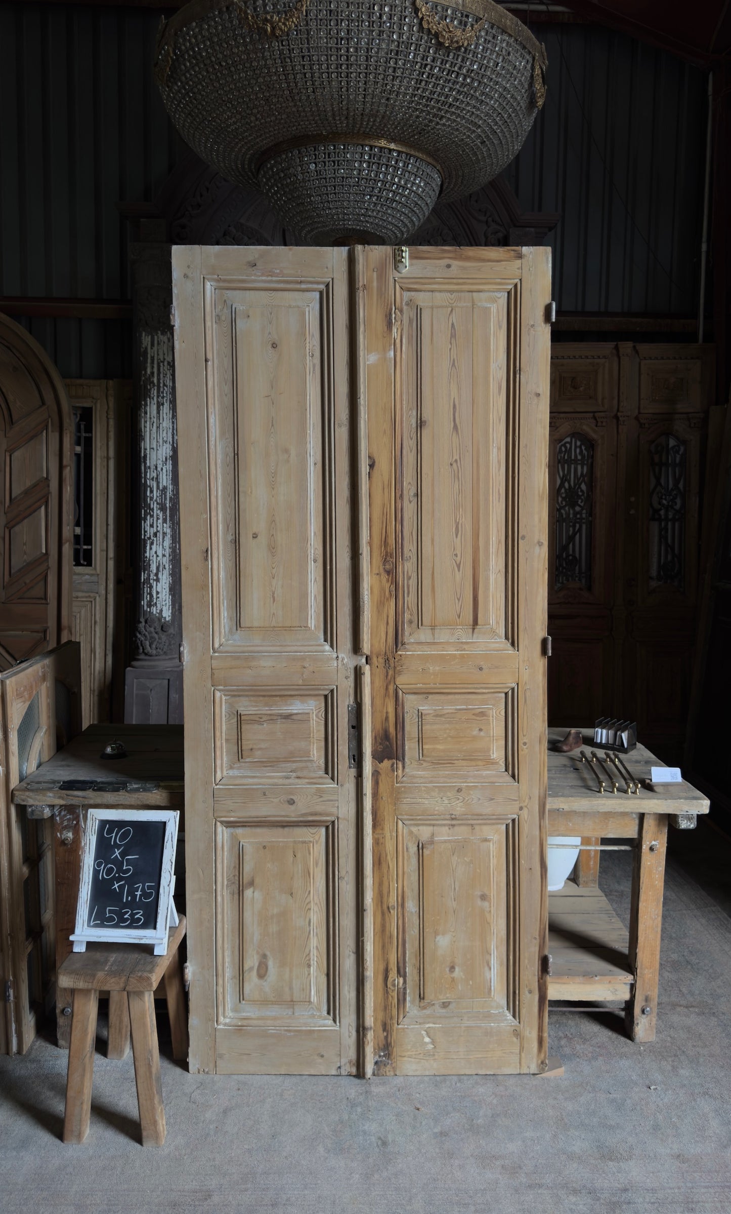 Antique 8 Panel Double Doors - 40x90.5 - L533