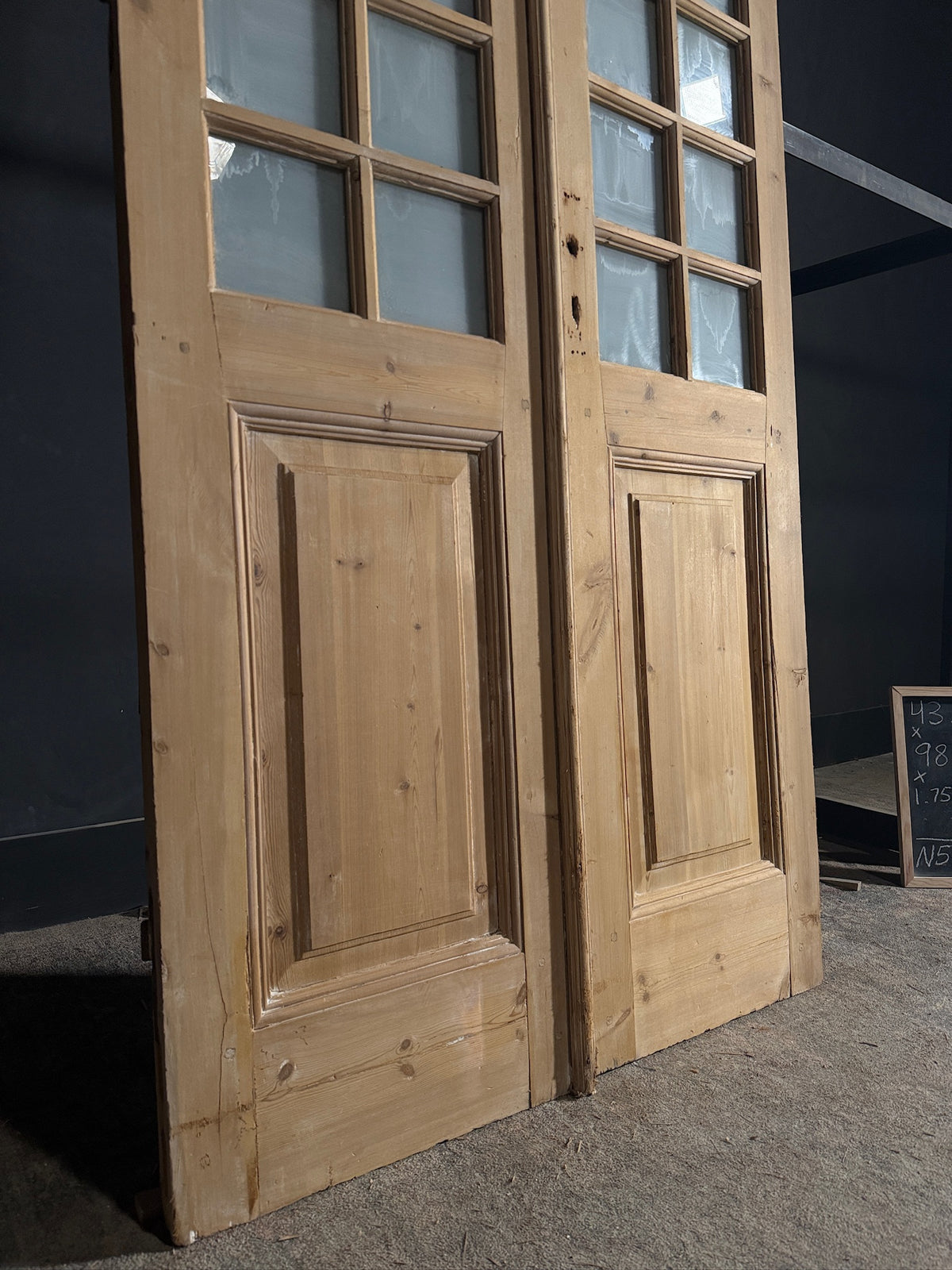 Antique Obscured Glass 14 Lite French Doors - 43.25x98 - N575