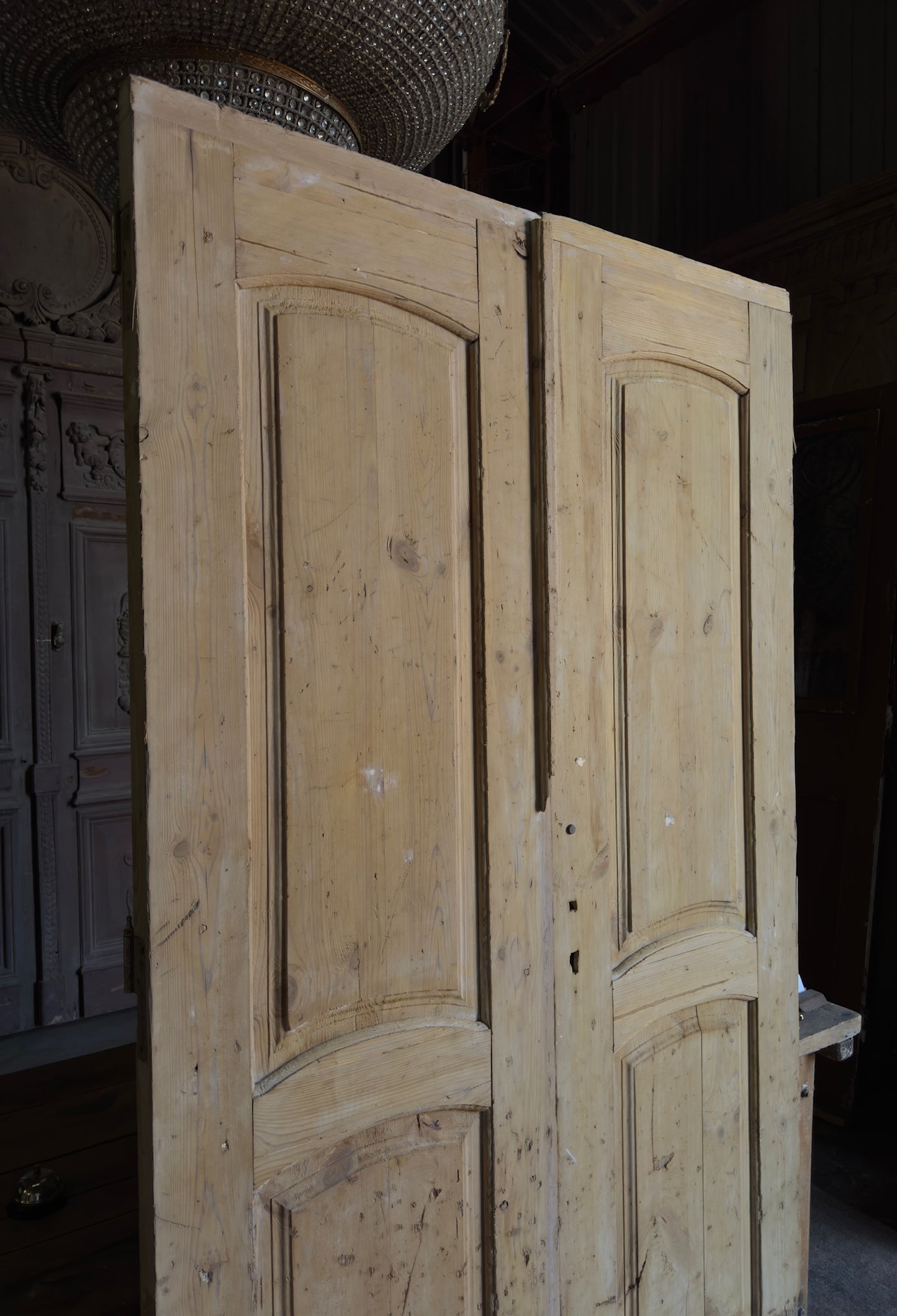 2 Panel Antique Solid French Doors - 52.5x91.5 - L321