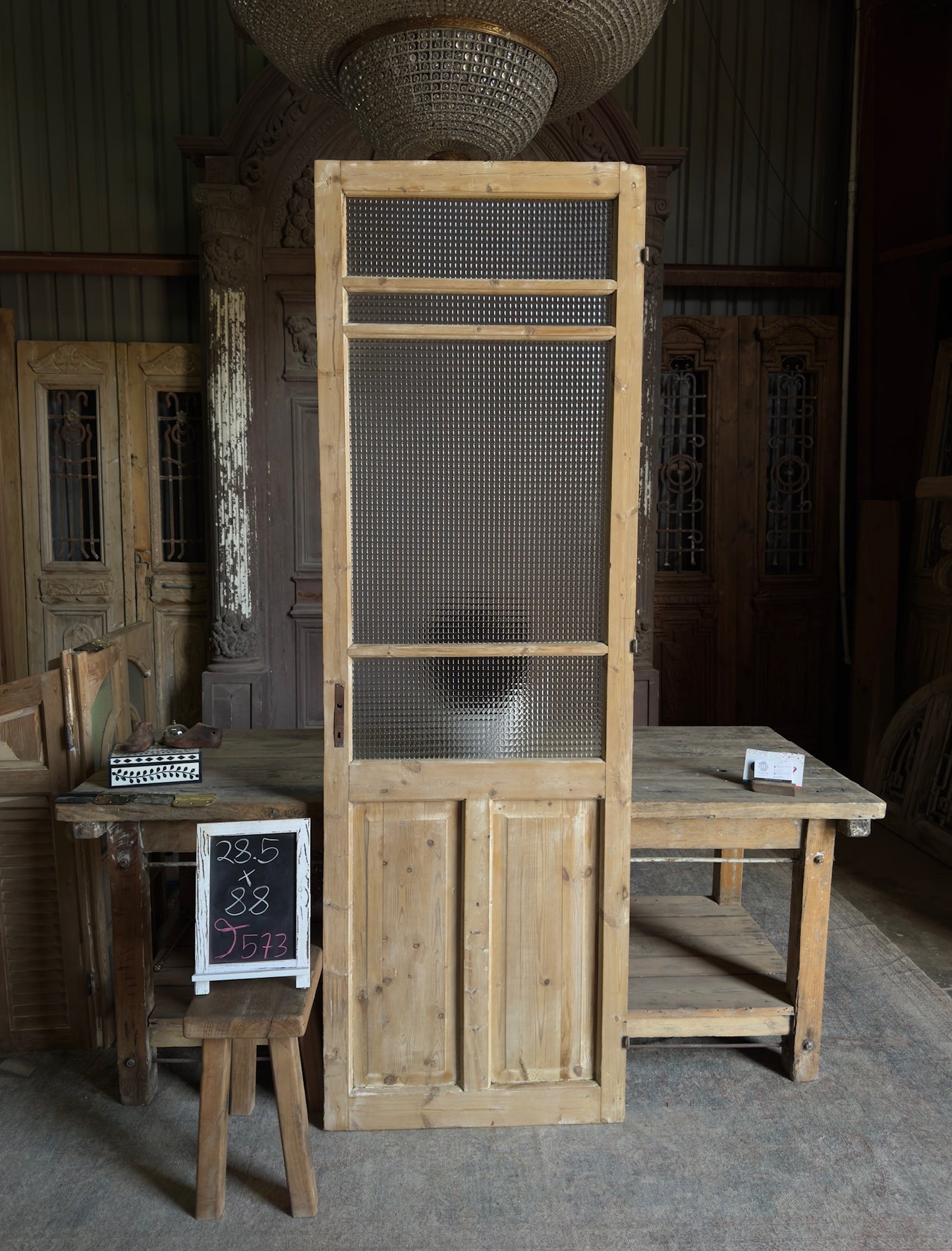Single Antique Glass Door - 28.5x88 J573