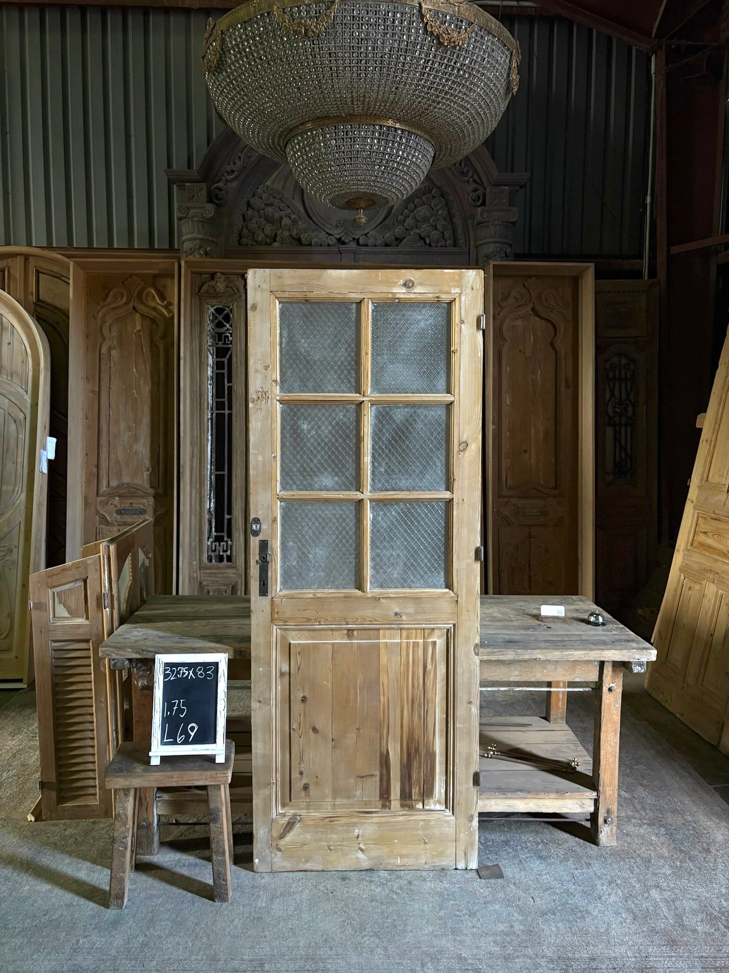 6 Lite Antique Glass Single Door - 32.75x83 - L69