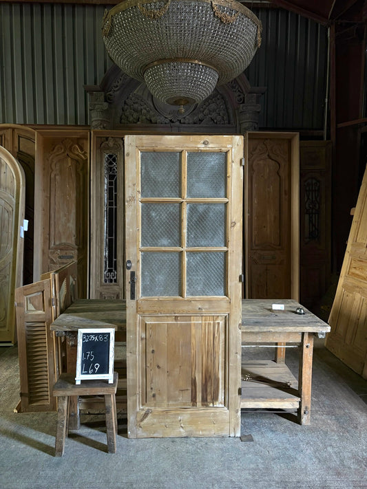 6 Lite Antique Glass Single Door - 32.75x83 - L69