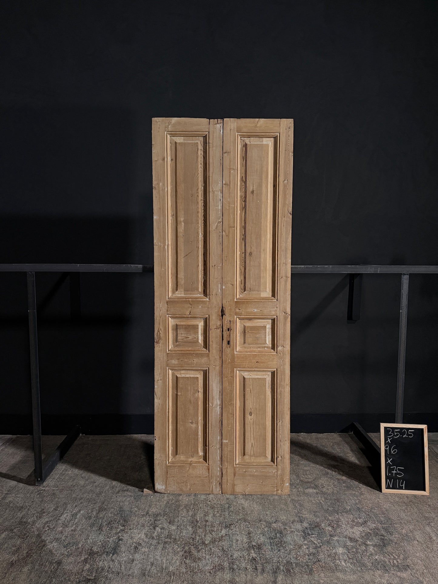 Antique Iron 3 Panel Double Doors - 35.25x96 - N14