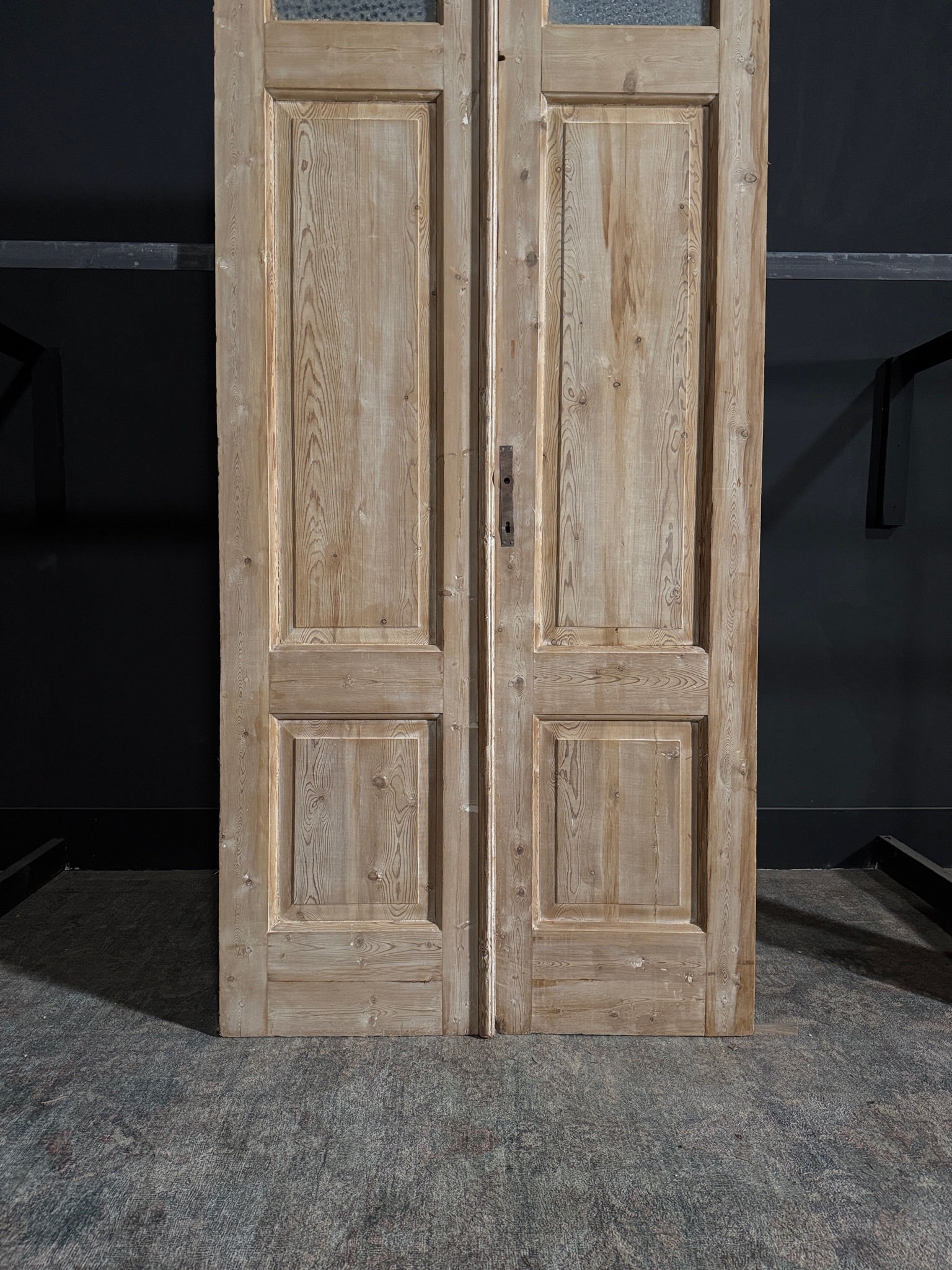 Antique Obscured Glass 3 Lite French Doors - 41x96 - N90